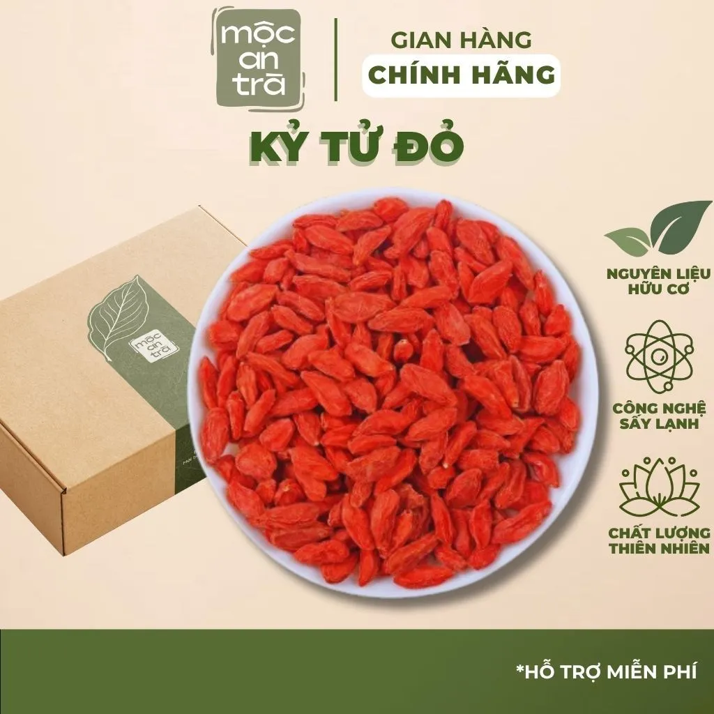 Kỷ Tử Đỏ 100gr Sấy Khô Quả To Đỏ Đều Tự Nhiên Đẹp Da, Bổ Máu, Dễ Ngủ, Tăng Thị Lực | Mộc An Trà