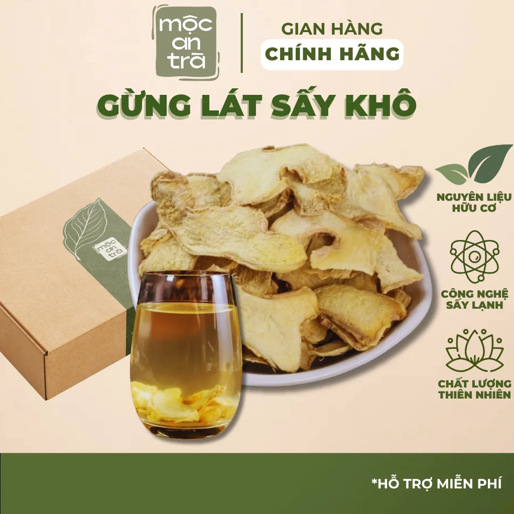 Gừng Lát Sấy Khô 100gr Tự Nhiên, Ấm Cơ Thể, Giúp Tăng Đề Kháng, Chống Cảm Lạnh, Giữ Ấm, Thanh Lọc Cơ Thể