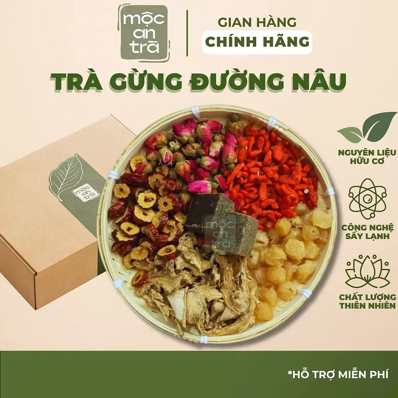 Trà Gừng Đường Nâu Thảo Mộc – Giữ Ấm Cơ Thể, Hỗ Trợ Giảm Đau Bụng Kinh, Bổ Máu, Thư Giãn Mộc An Trà - Main image