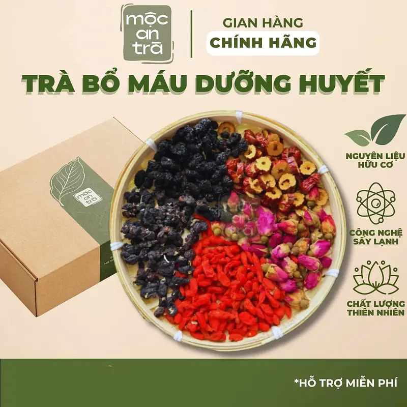 Trà Bổ Máu Dưỡng Huyết Thảo Mộc 5 Vị (Dâu Tằm, Táo Đỏ, Kỷ Tử, Hắc Kỷ Tử, Nụ Hồng) Thanh Nhiệt Đẹp Da - Main image