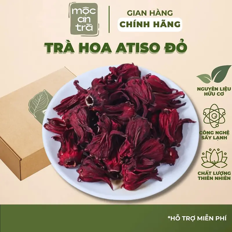 Hoa Atiso Đỏ (bụt giấm) 100gr Sấy Khô Tự Nhiên, Màu Đỏ Đẹp, Giúp Thanh Lọc, Hỗ Trợ Giảm Mỡ Máu - Main image