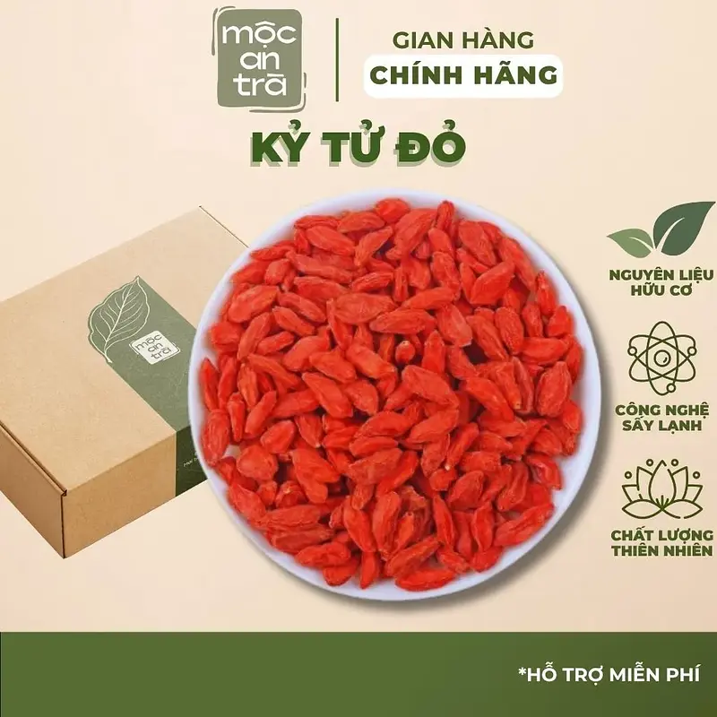 Kỷ Tử Đỏ 100gr Sấy Khô Quả To Đỏ Đều Tự Nhiên Đẹp Da, Bổ Máu, Dễ Ngủ, Tăng Thị Lực | Mộc An Trà - Main image