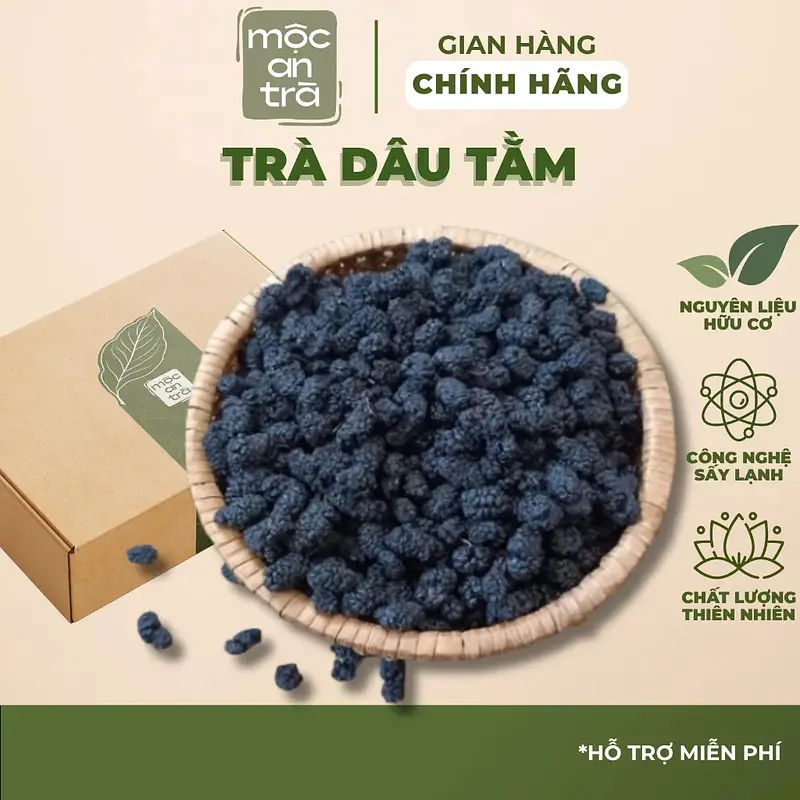 Dâu Tằm 100gr Sấy Khô Tự Nhiên, Lá Non Xanh Đẹp, Hỗ Trợ Hạ Đường Huyết, Thanh Nhiệt | Mộc An Trà - Main image