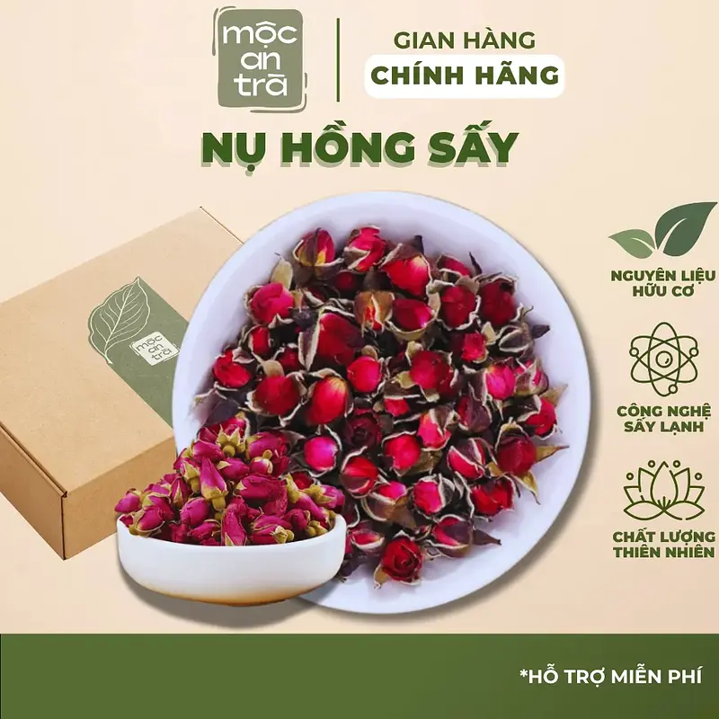 Nụ Hồng Sấy Khô Tự Nhiên 100gr Hoa To Màu Đẹp Thơm Nhẹ Dùng Pha Trà, Làm Đẹp Da, Thư Giãn Tốt Cho Sức Khỏe - Main image
