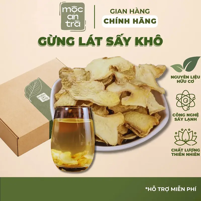 Gừng Lát Sấy Khô 100gr Tự Nhiên, Ấm Cơ Thể, Giúp Tăng Đề Kháng, Chống Cảm Lạnh, Giữ Ấm, Thanh Lọc Cơ Thể - Main image