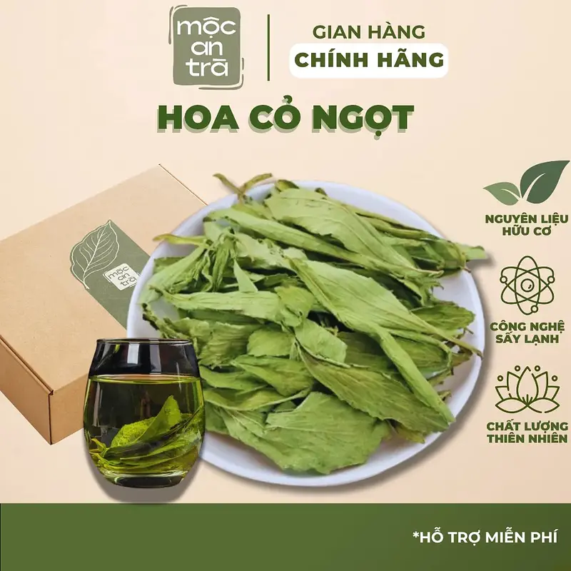 Hoa Cỏ Ngọt 10gr Sấy Khô Tự Nhiên Lá Nguyên, Không Vụn, Giúp Giảm Đường Huyết, Ổn Định Tim Mạch - Main image