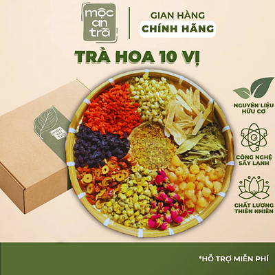 Trà Hoa 10 Vị (10 gói) Thảo Mộc Dưỡng Nhan, Đẹp Da, Ngủ Ngon, Thải Độc & Thanh Lọc Cơ Thể | Mộc An Trà